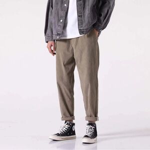 Kidoriman Men’s Miyabi Corduroy Relaxed Pants in Olive/Khaki Size XXL